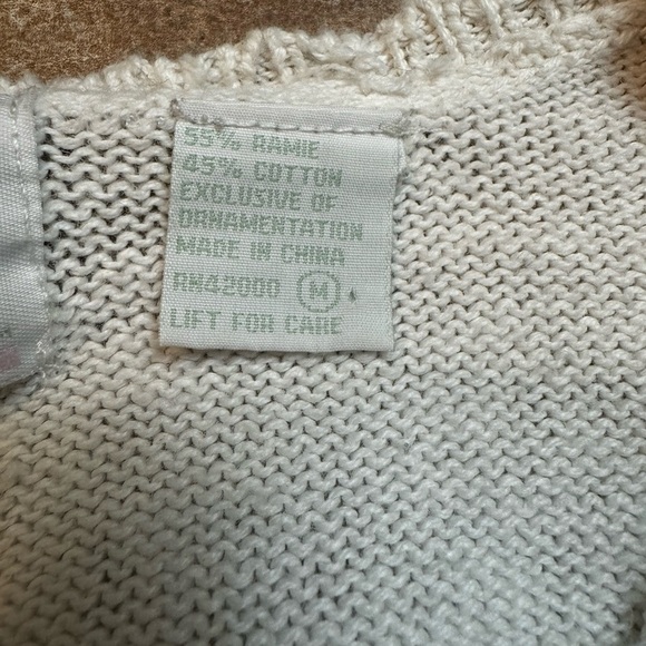 VINTAGE DANA SCOTT Cotton Floral Waist Embroidered Short Sleeve Sweater SZ M EUC - Picture 9 of 14